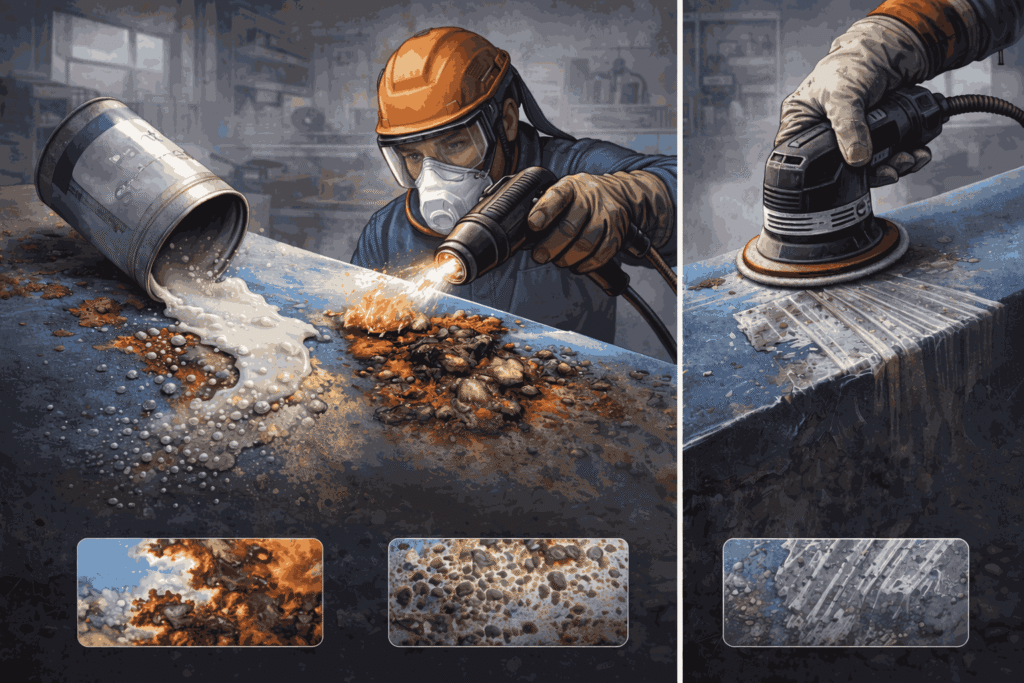 Metal paint stripping